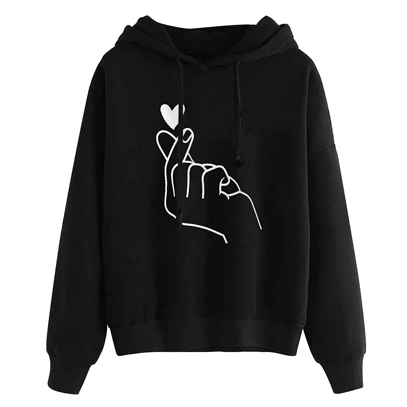 Women's Hooded Sweatshirt - Loose Fit Printed Pullover