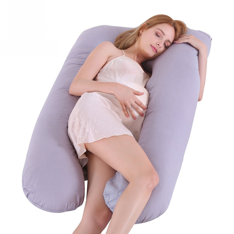 Cotton U-Shaped Pregnancy Support Pillow for Side Sleeping and Nursing