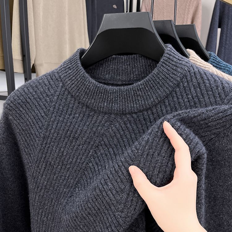 Men's Pure Wool Thickened Jacquard Half Turtleneck Sweater