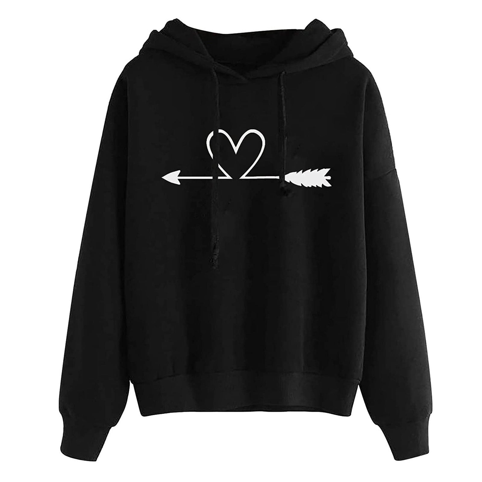 Women's Hooded Sweatshirt - Loose Fit Printed Pullover