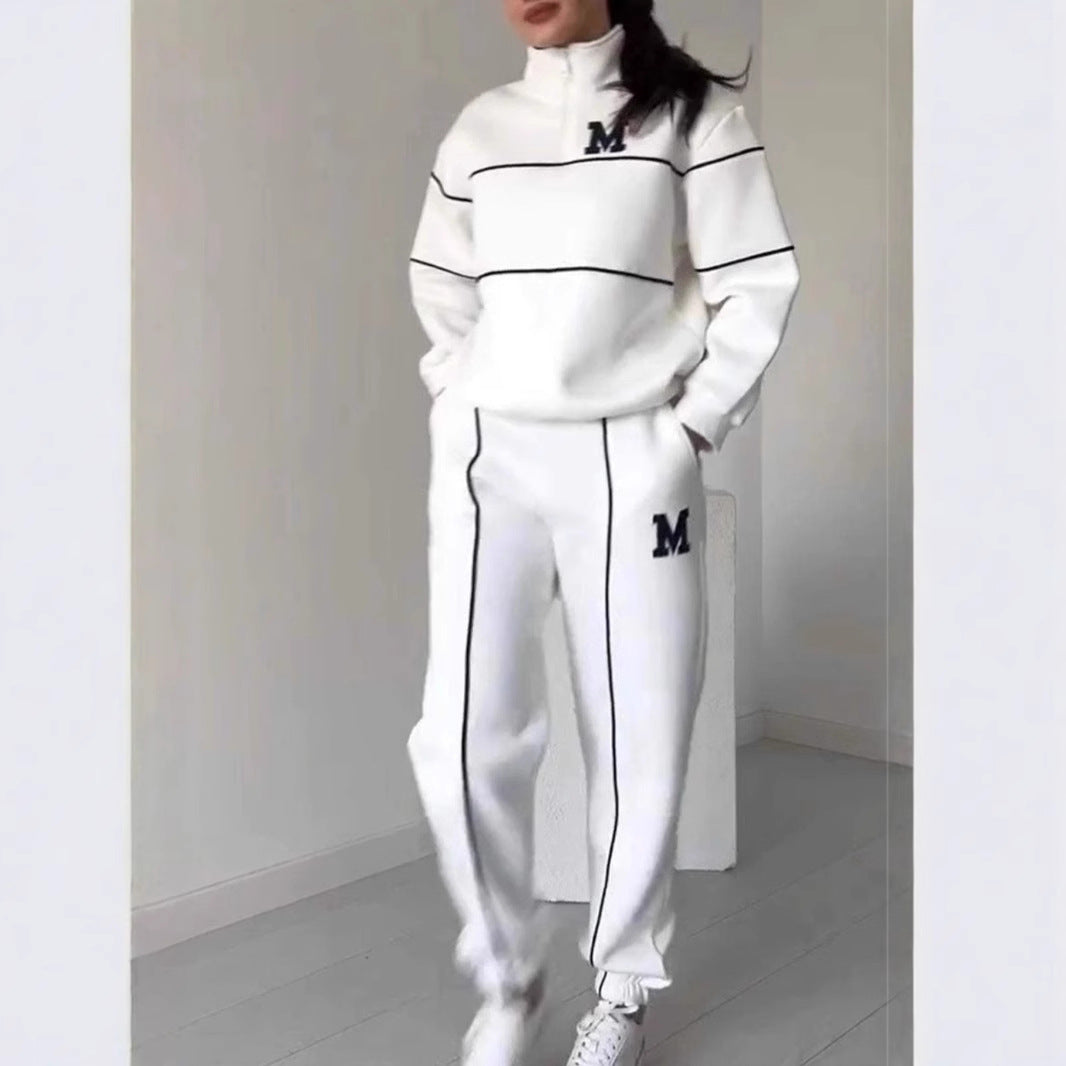 Women's Letter Stamping Casual Sports Two-Piece Suit