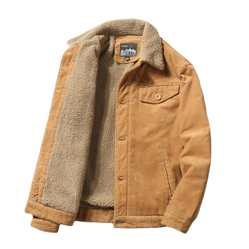 Premium Winter Corduroy Jacket with Wool Collar for Men