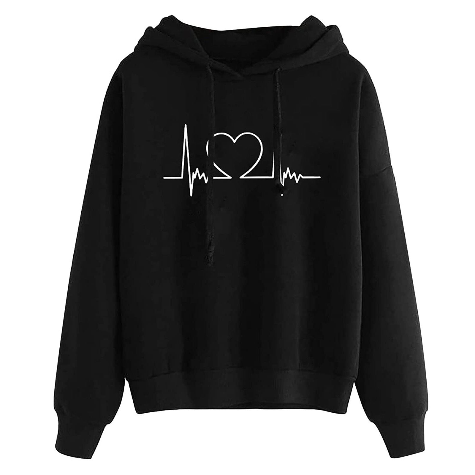 Women's Hooded Sweatshirt - Loose Fit Printed Pullover