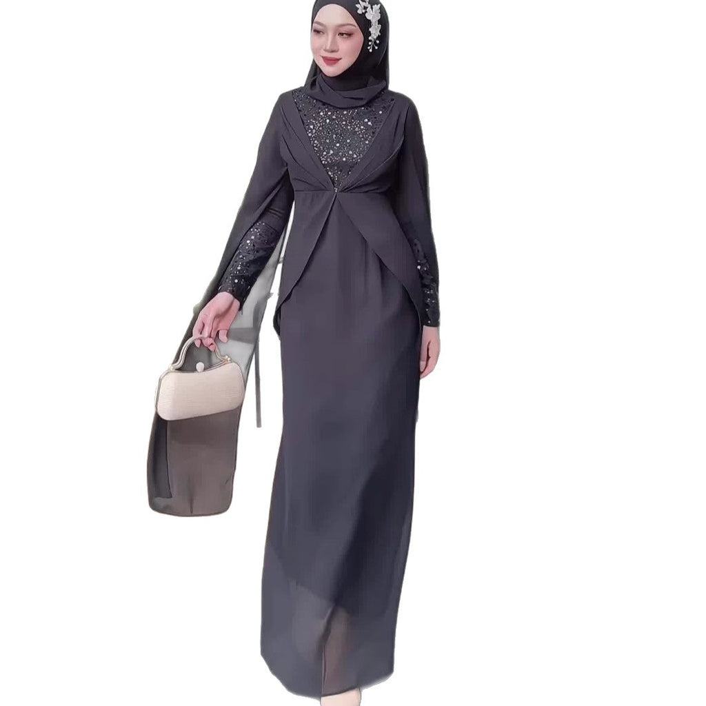 Embroidered Sequined Evening Dress - Glamorous & Sparkly