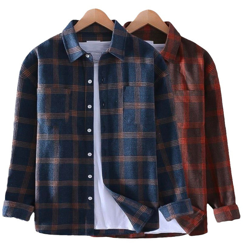 Men's Casual Plaid Long Sleeve Shirt - Classic Button-Down