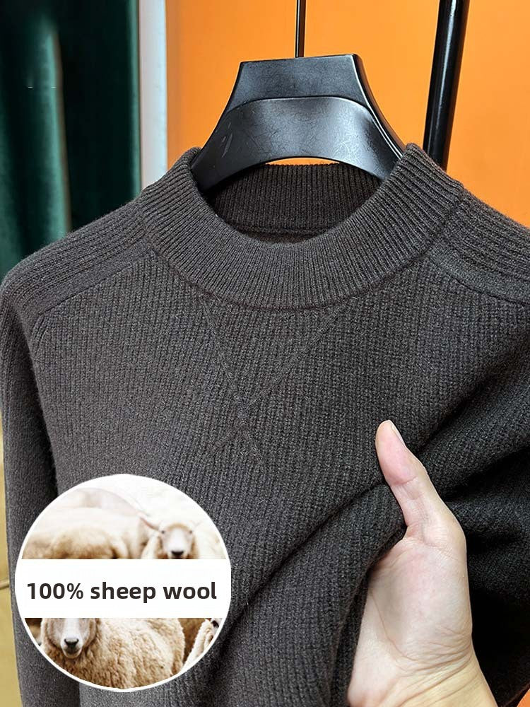 Men's Pure Wool Thickened Jacquard Half Turtleneck Sweater