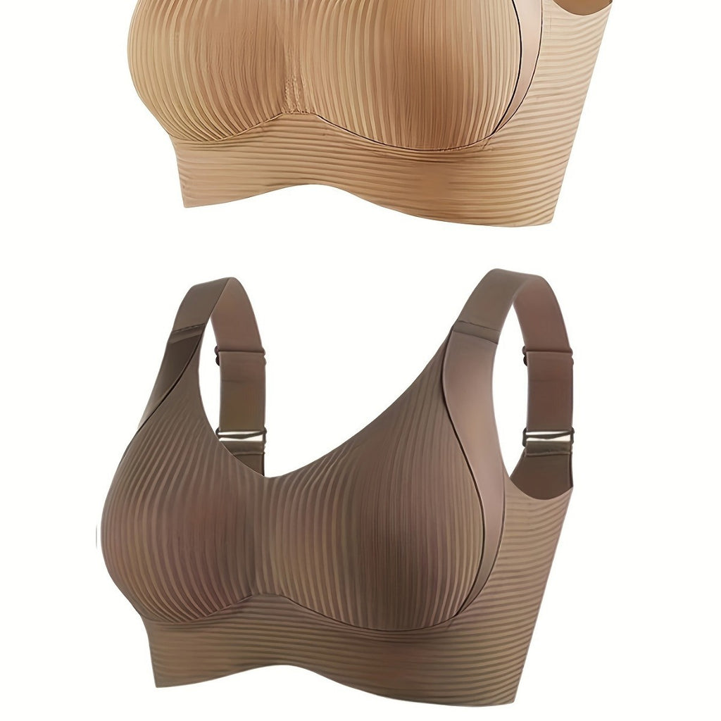 Seamless adjustable shoulder strap bra