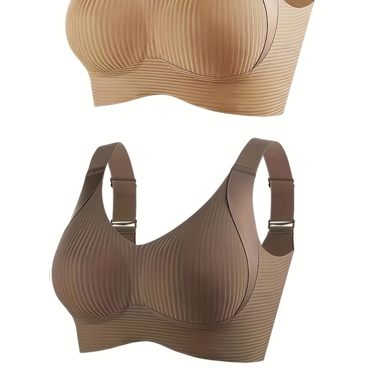 Seamless adjustable shoulder strap bra