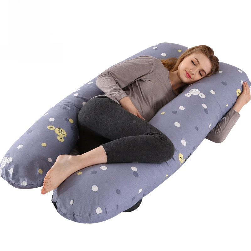 Cotton U-Shaped Pregnancy Support Pillow for Side Sleeping and Nursing