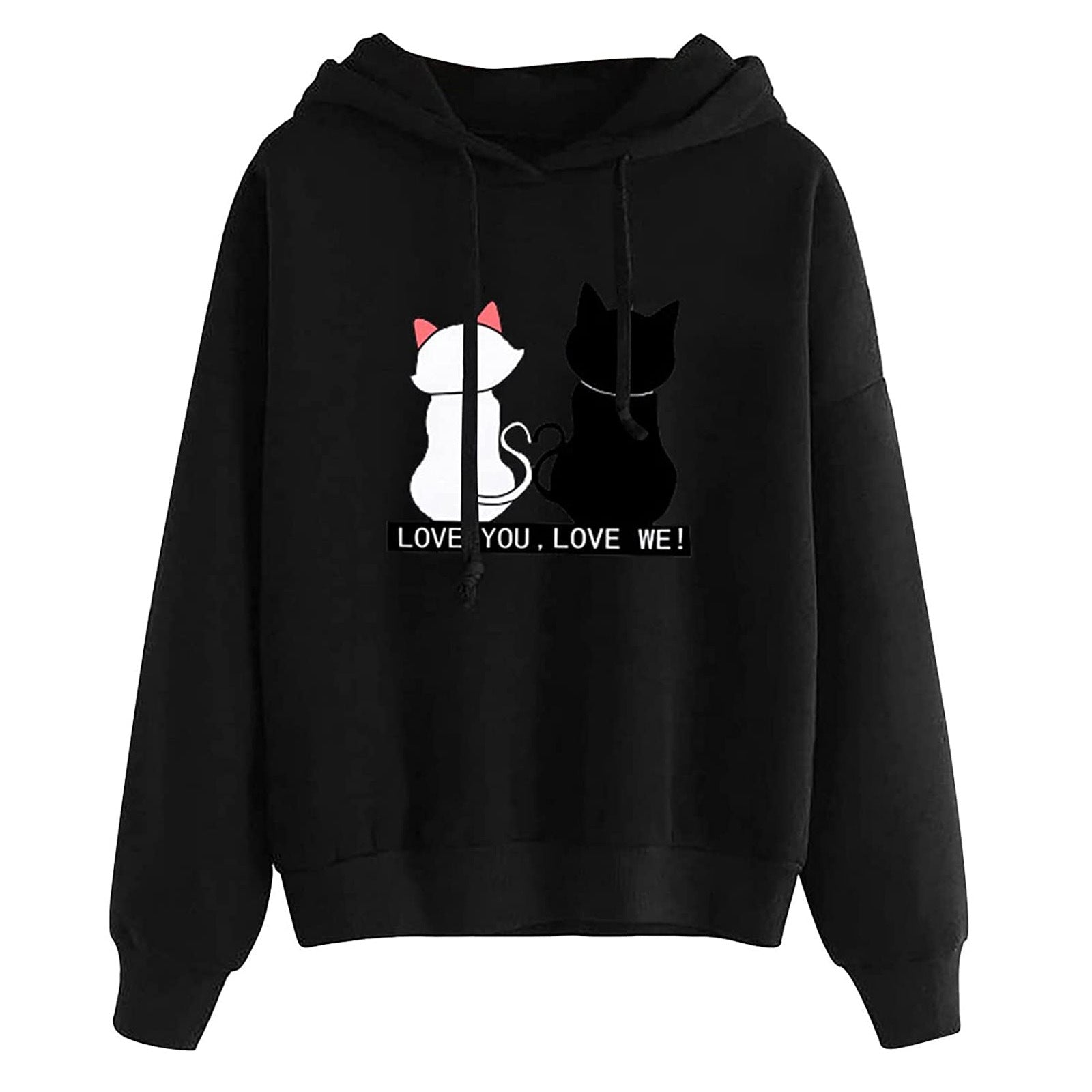 Women's Hooded Sweatshirt - Loose Fit Printed Pullover