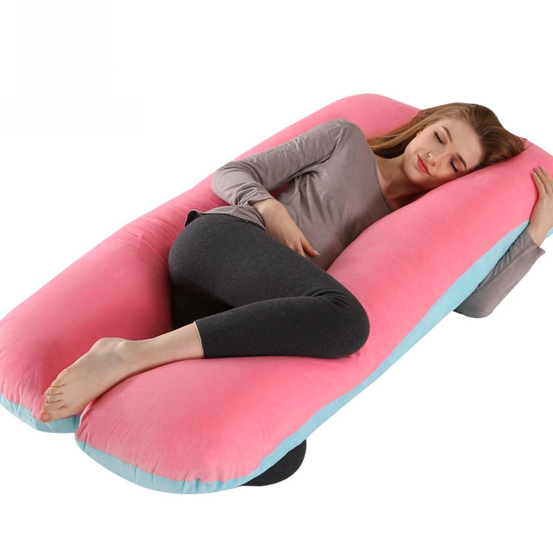 Cotton U-Shaped Pregnancy Support Pillow for Side Sleeping and Nursing