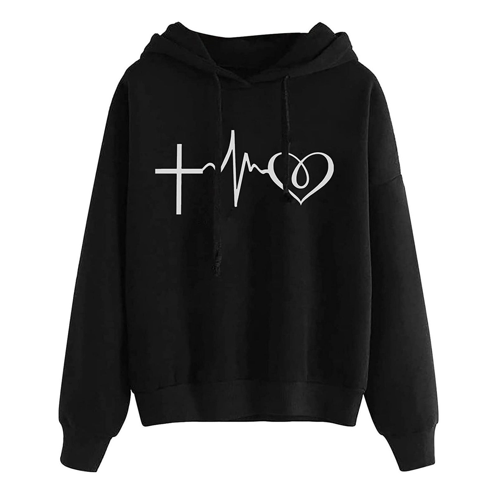 Women's Hooded Sweatshirt - Loose Fit Printed Pullover