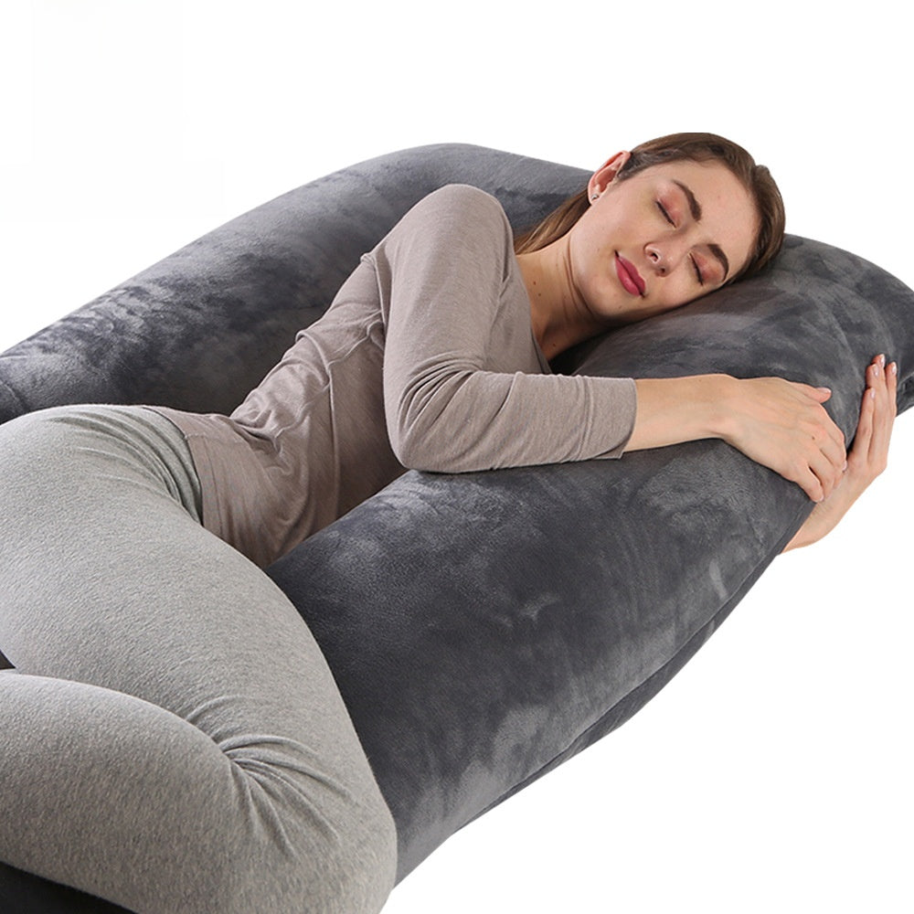 Cotton U-Shaped Pregnancy Support Pillow for Side Sleeping and Nursing