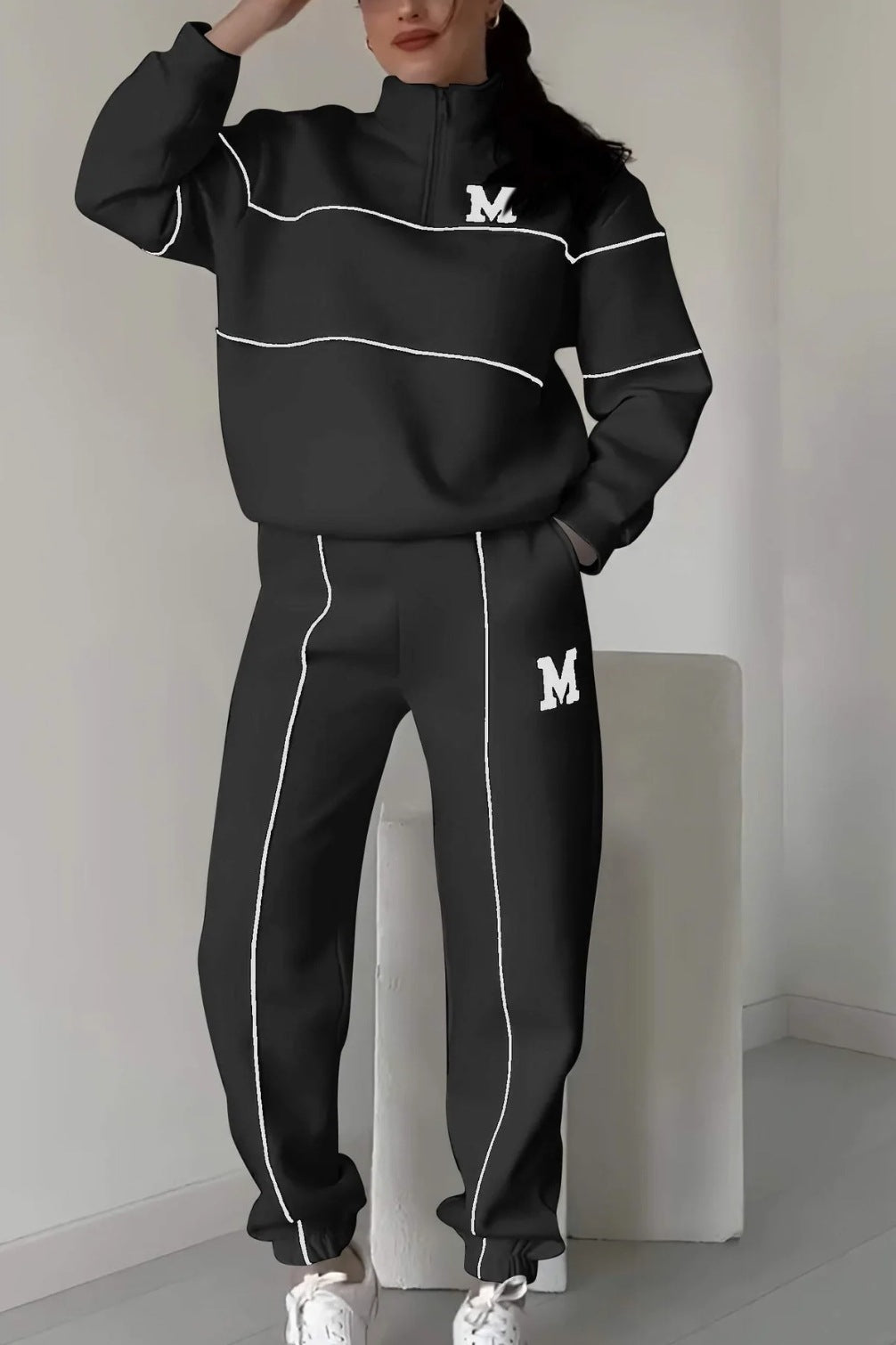 Women's Letter Stamping Casual Sports Two-Piece Suit