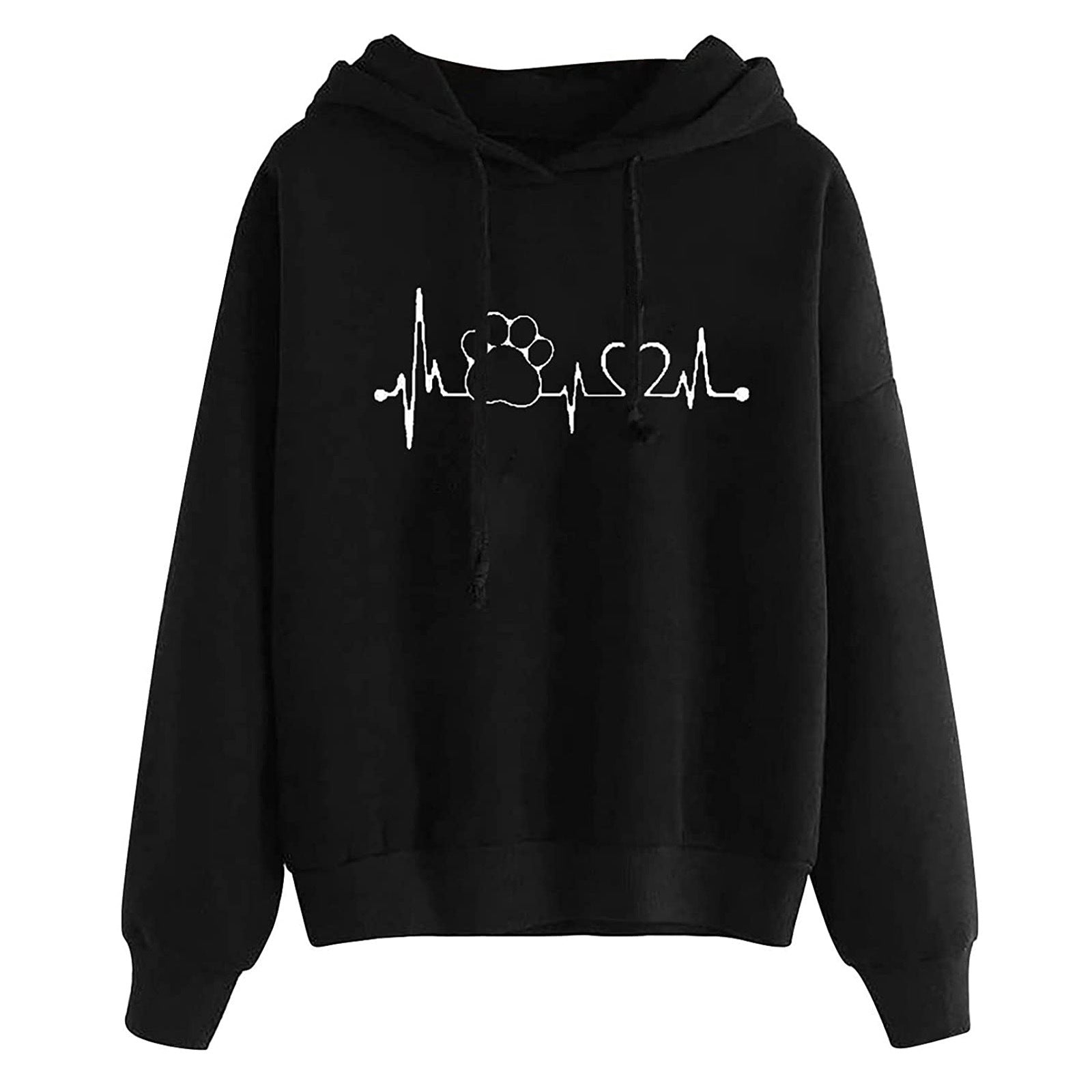 Women's Hooded Sweatshirt - Loose Fit Printed Pullover