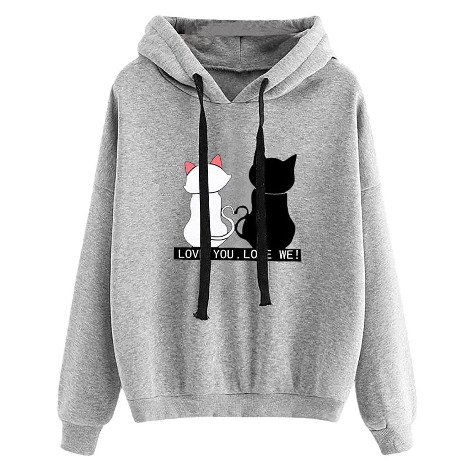 Women's Hooded Sweatshirt - Loose Fit Printed Pullover