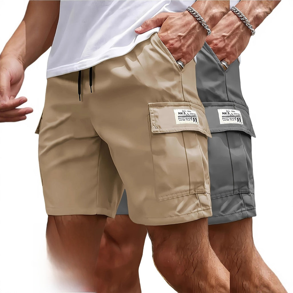 Men's Cargo Shorts with Drawstring & Multi-Pockets
