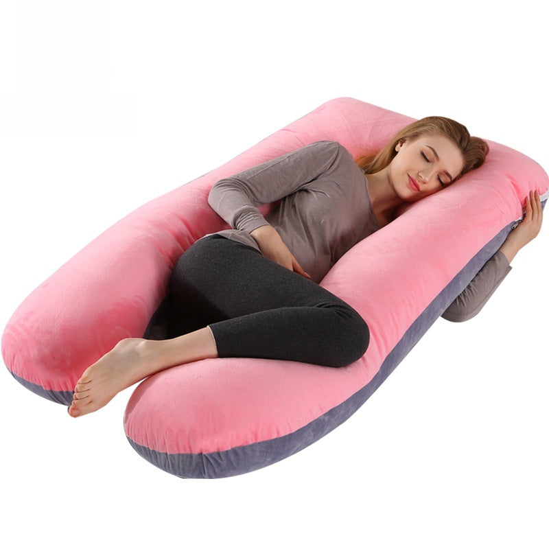 Cotton U-Shaped Pregnancy Support Pillow for Side Sleeping and Nursing