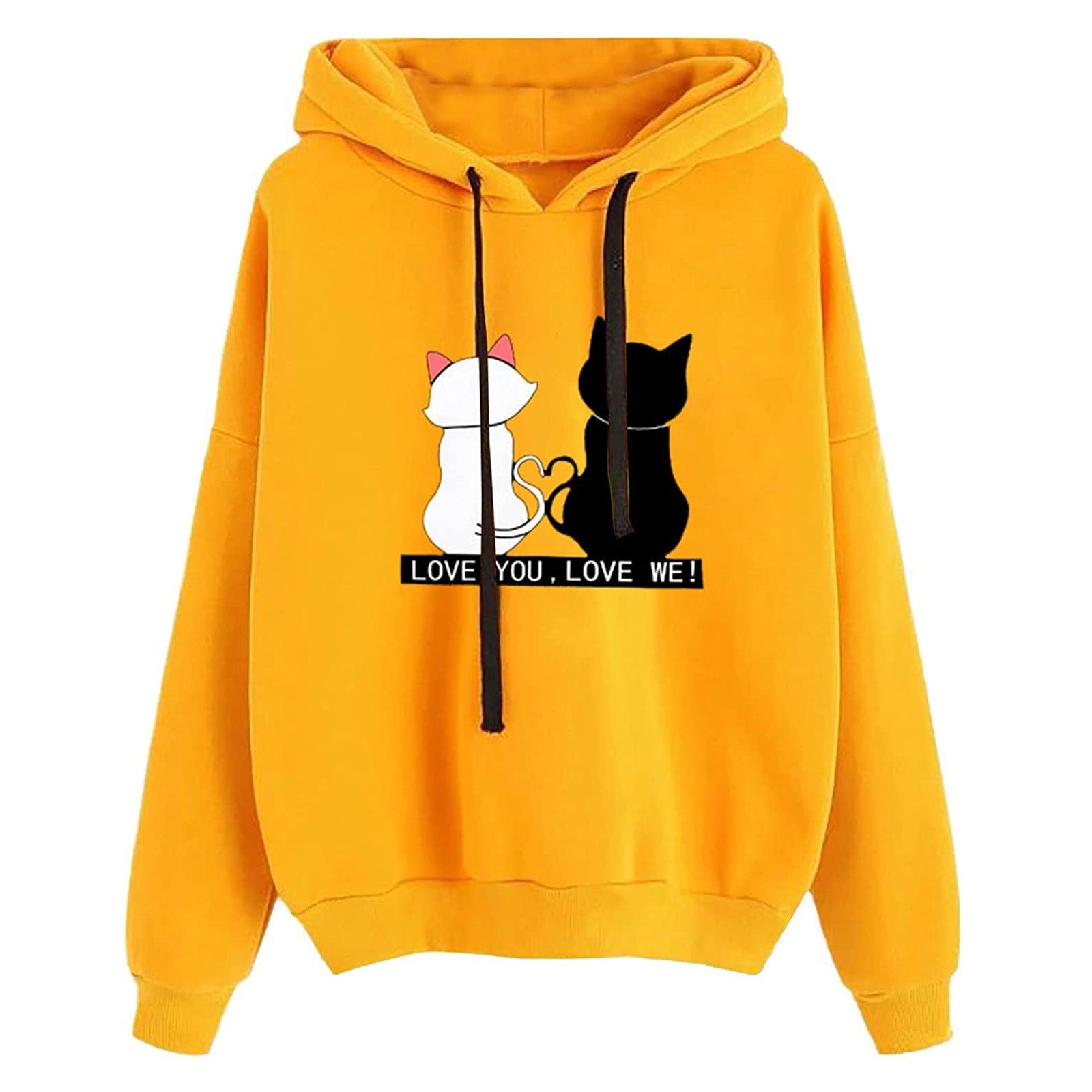 Women's Hooded Sweatshirt - Loose Fit Printed Pullover