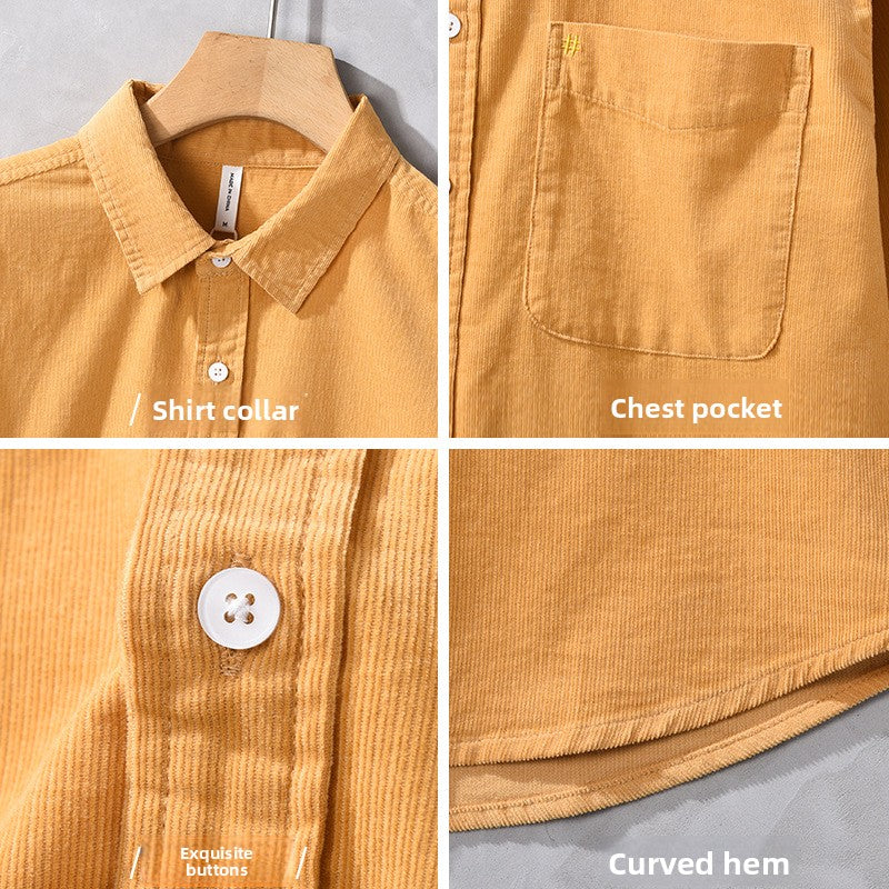 Men's Cotton Corduroy Shirt Jacket - Casual Overshirt