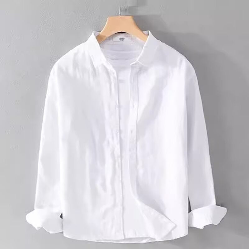 Men's Linen Casual Long Sleeve Shirt - Breathable Summer Shirt