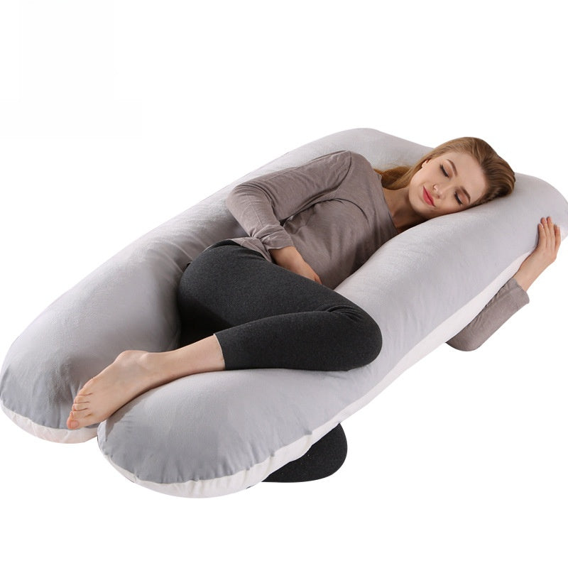 Cotton U-Shaped Pregnancy Support Pillow for Side Sleeping and Nursing