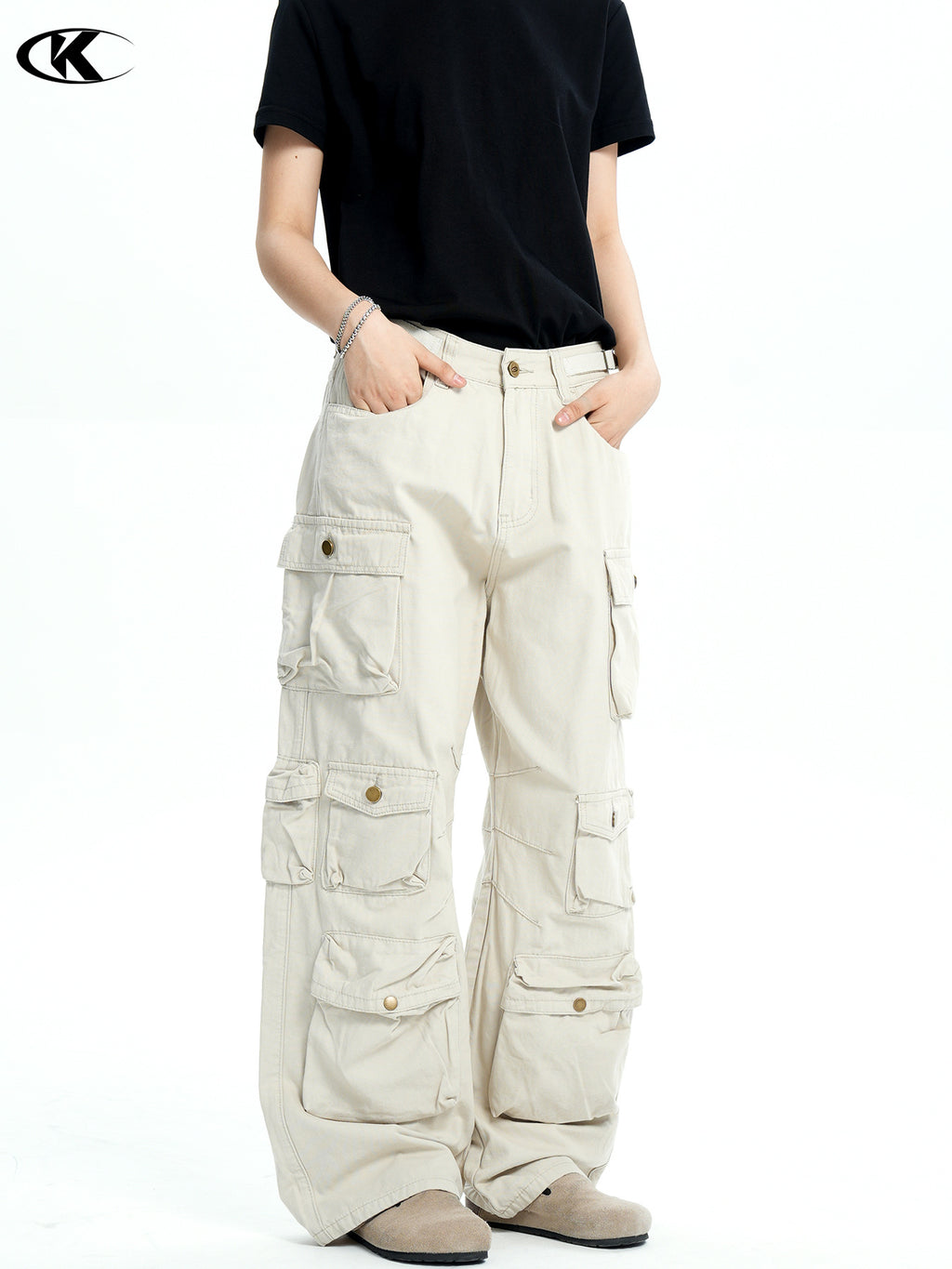 Unisex Heavyweight Cotton Cargo Pants with Multi-Pockets
