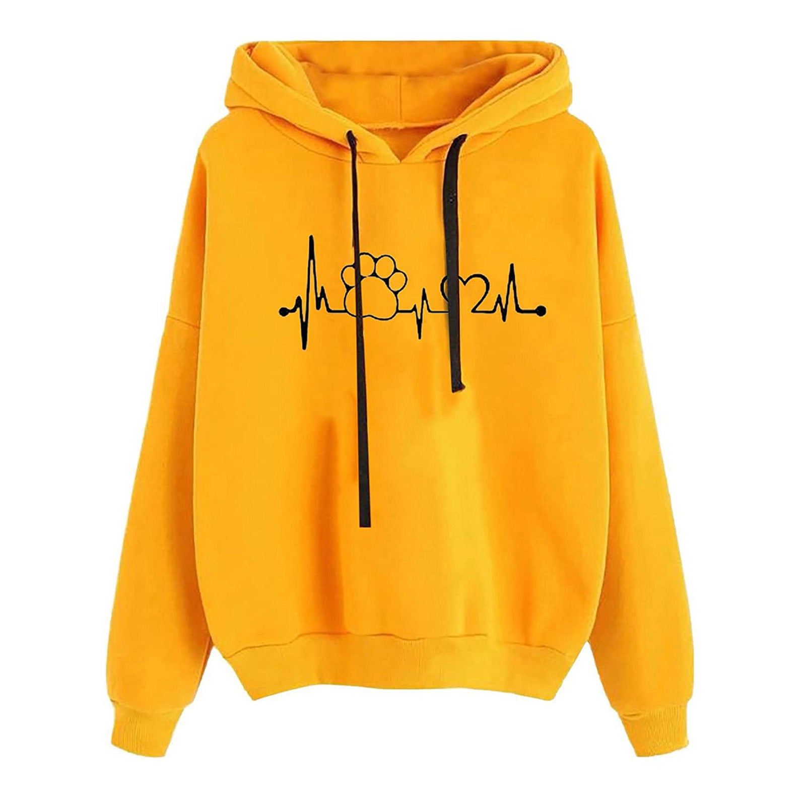 Women's Hooded Sweatshirt - Loose Fit Printed Pullover