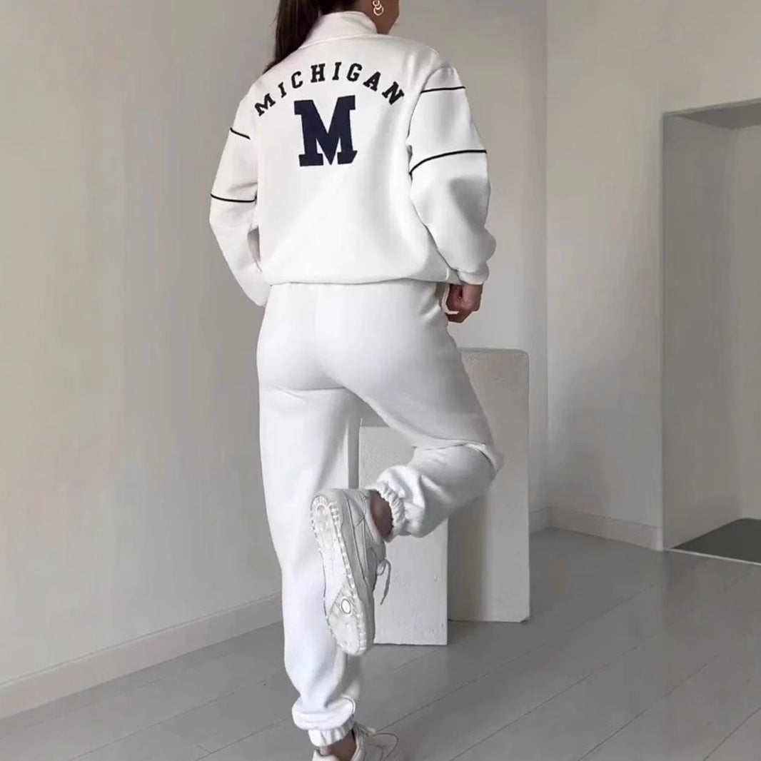 Women's Letter Stamping Casual Sports Two-Piece Suit