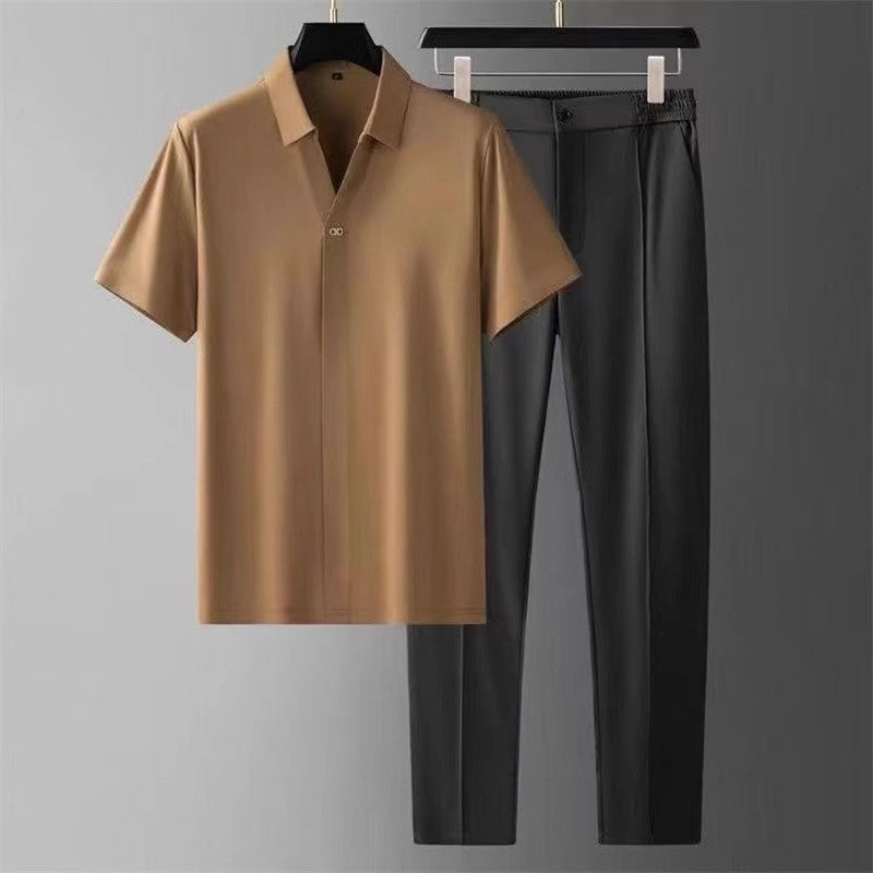 Men's Ultra-Thin Seamless Shirt & Pants Set - Lightweight Outfit