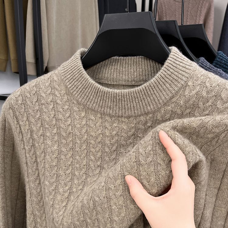 Men's Pure Wool Thickened Jacquard Half Turtleneck Sweater