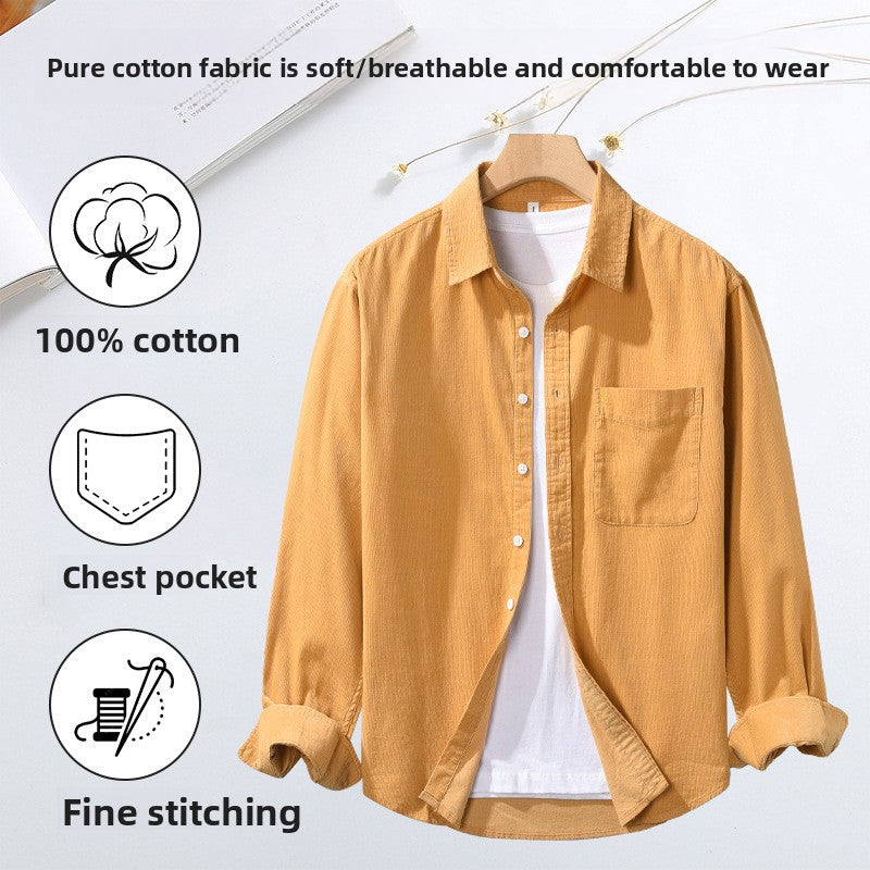 Men's Cotton Corduroy Shirt Jacket - Casual Overshirt