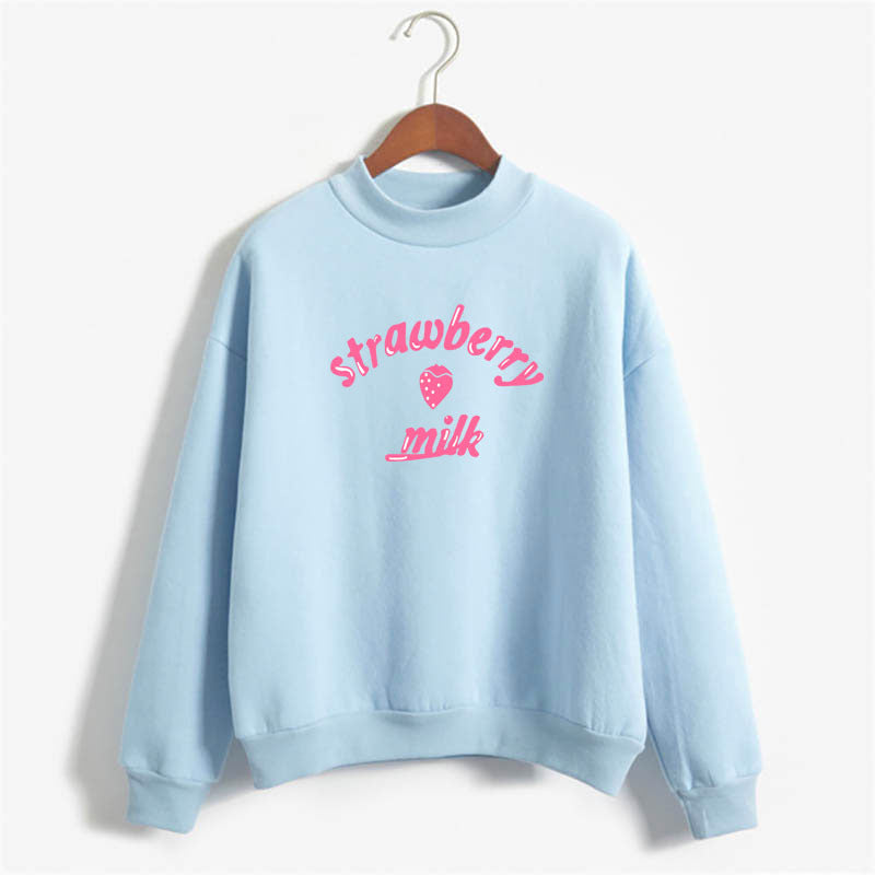 Cute Strawberry Print Cotton Hoodie - Cozy Pullover