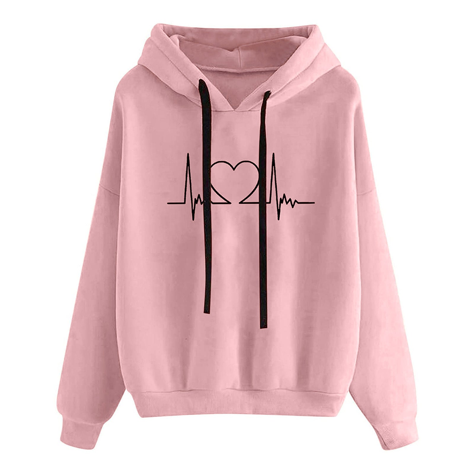 Women's Hooded Sweatshirt - Loose Fit Printed Pullover