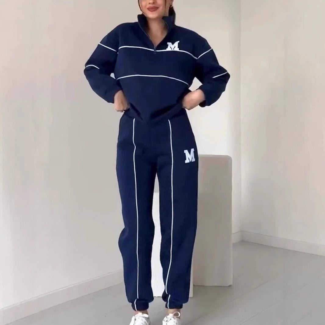 Women's Letter Stamping Casual Sports Two-Piece Suit