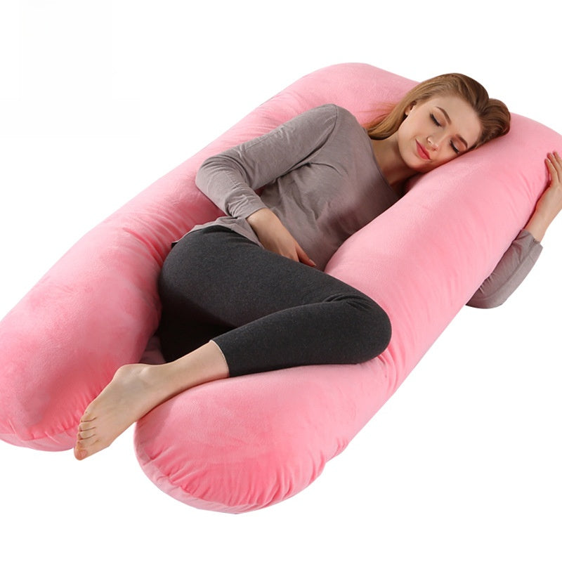Cotton U-Shaped Pregnancy Support Pillow for Side Sleeping and Nursing