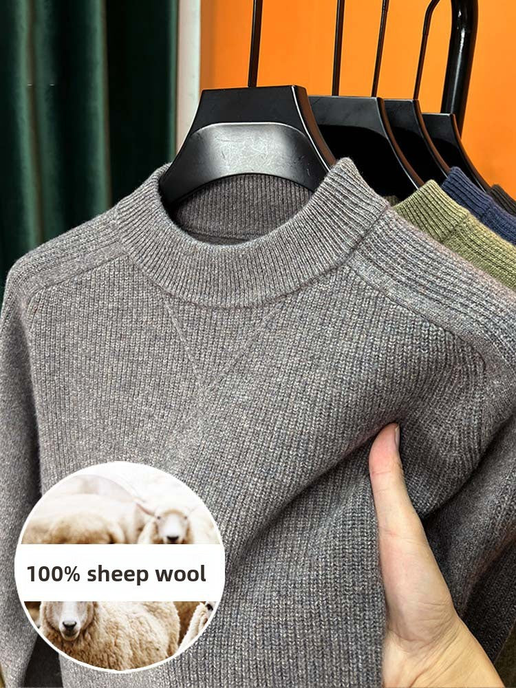 Men's Pure Wool Thickened Jacquard Half Turtleneck Sweater