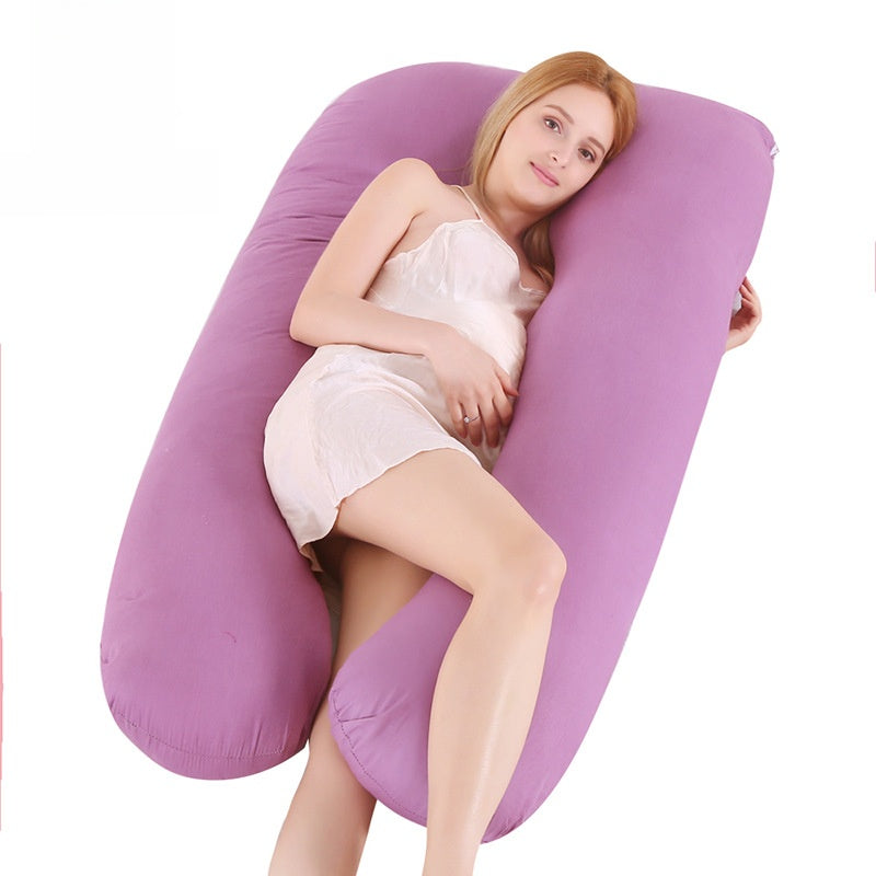 Cotton U-Shaped Pregnancy Support Pillow for Side Sleeping and Nursing