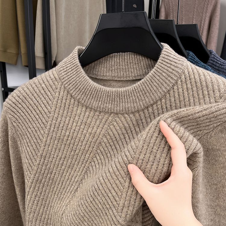 Men's Pure Wool Thickened Jacquard Half Turtleneck Sweater