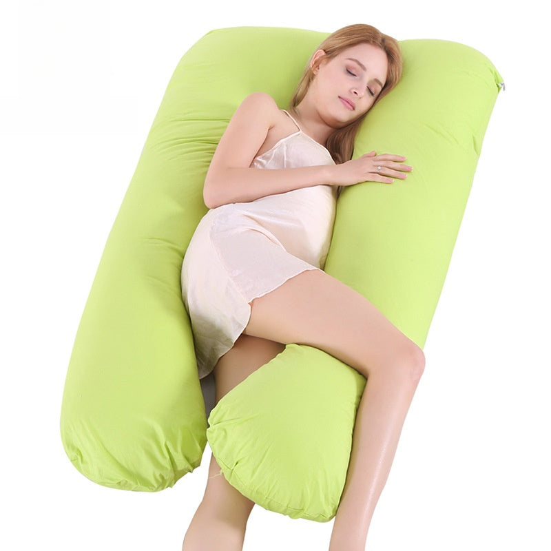 Cotton U-Shaped Pregnancy Support Pillow for Side Sleeping and Nursing