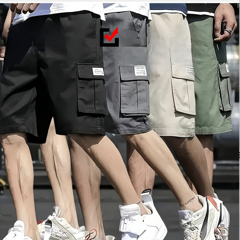 Men's Cargo Shorts with Drawstring & Multi-Pockets