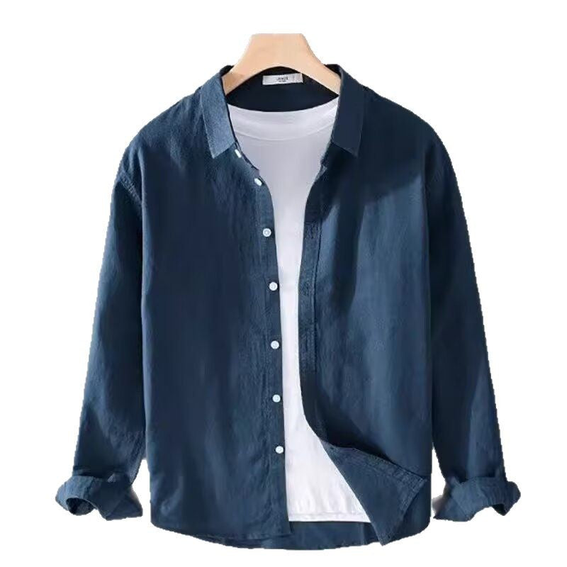 Men's Linen Casual Long Sleeve Shirt - Breathable Summer Shirt