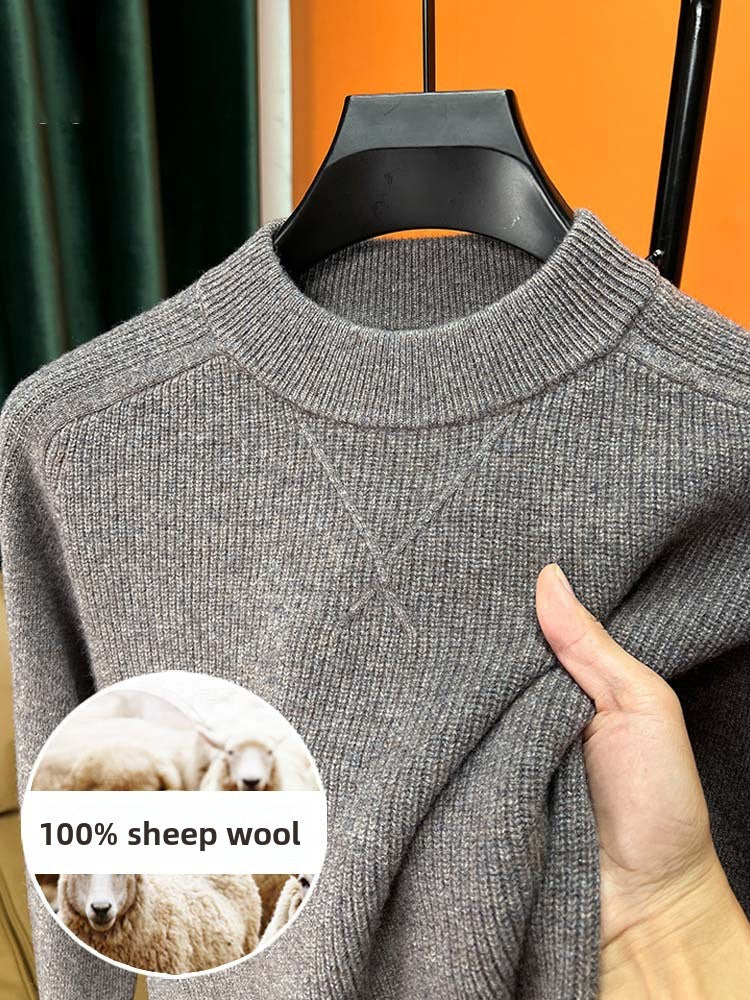 Men's Pure Wool Thickened Jacquard Half Turtleneck Sweater