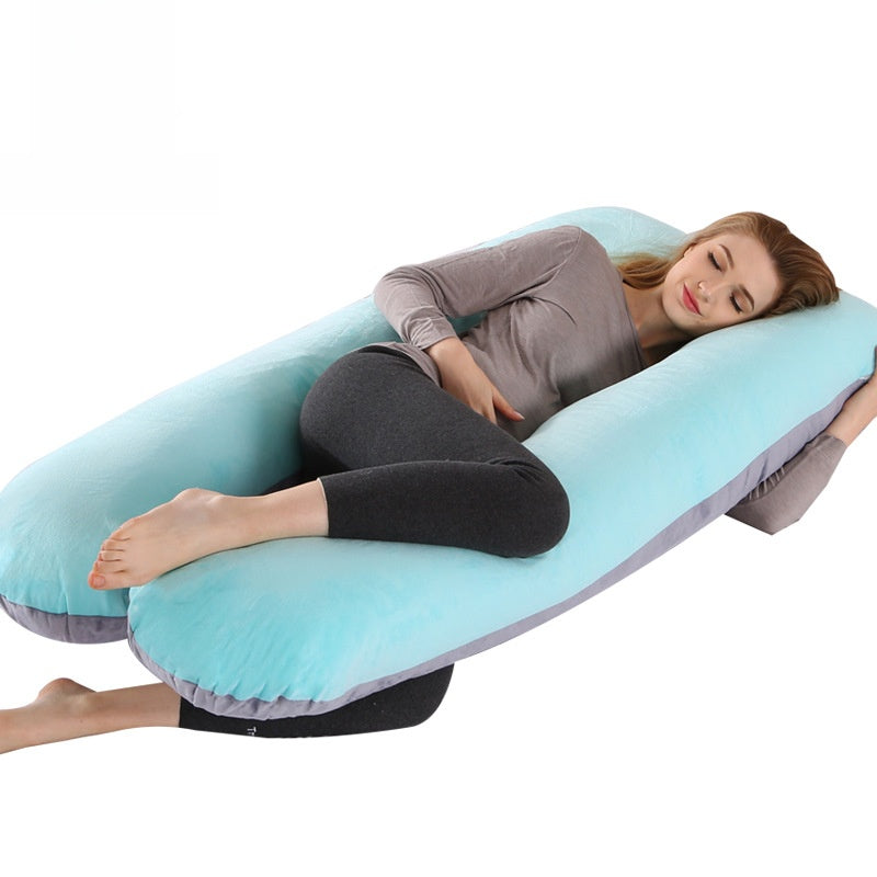 Cotton U-Shaped Pregnancy Support Pillow for Side Sleeping and Nursing