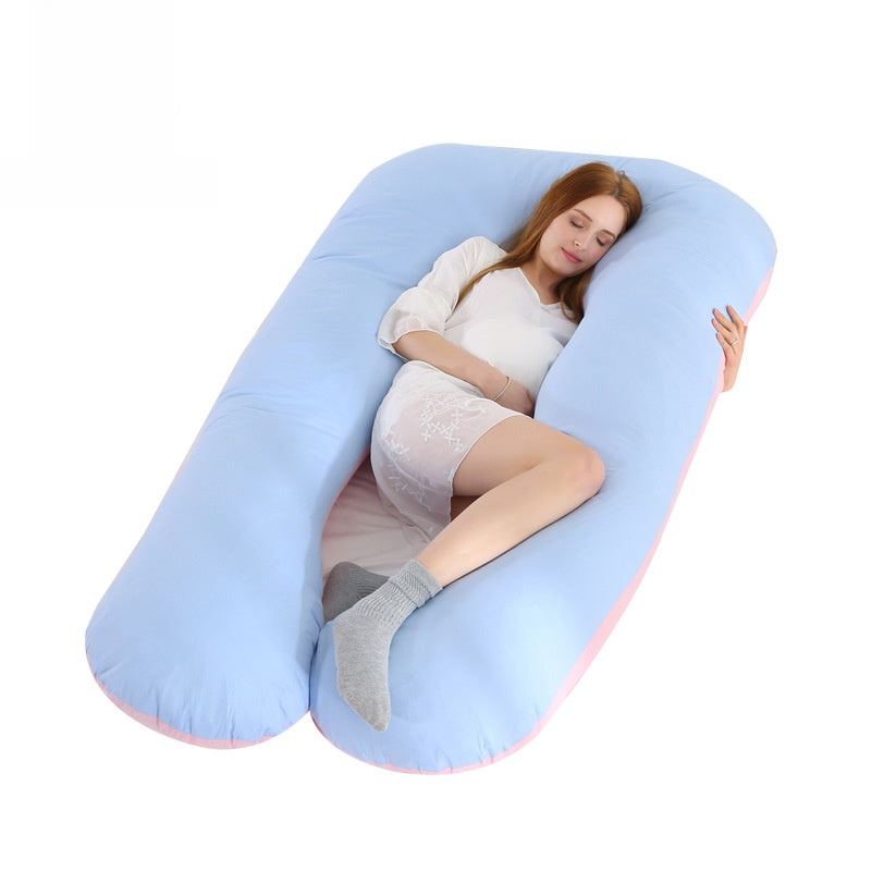 Cotton U-Shaped Pregnancy Support Pillow for Side Sleeping and Nursing