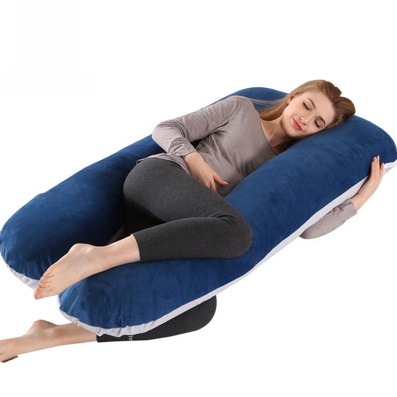 Cotton U-Shaped Pregnancy Support Pillow for Side Sleeping and Nursing