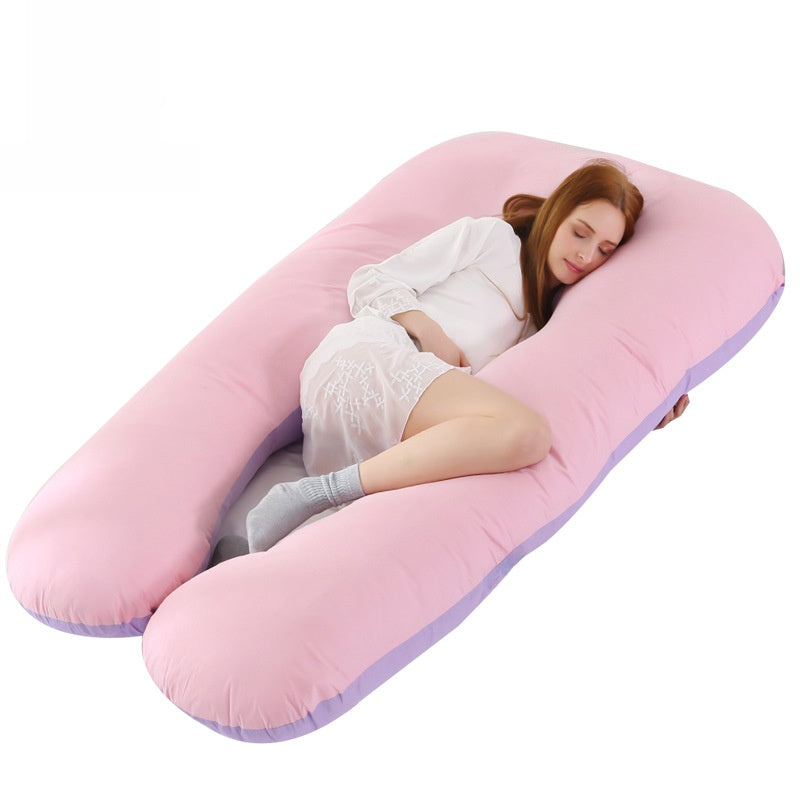 Cotton U-Shaped Pregnancy Support Pillow for Side Sleeping and Nursing