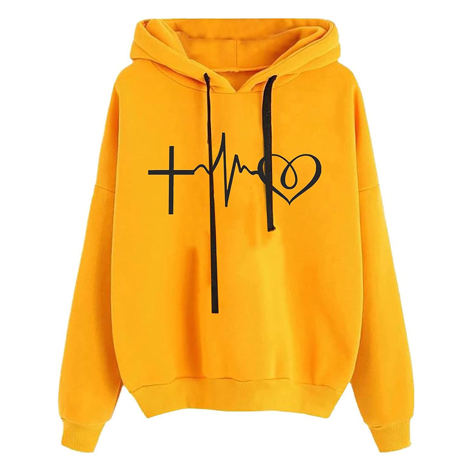 Women's Hooded Sweatshirt - Loose Fit Printed Pullover