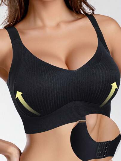 Seamless adjustable shoulder strap bra