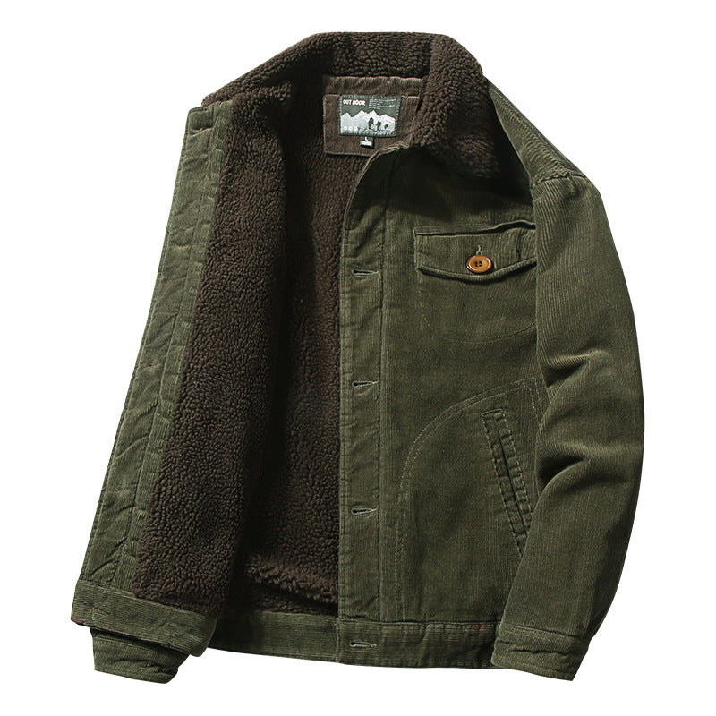 Premium Winter Corduroy Jacket with Wool Collar for Men